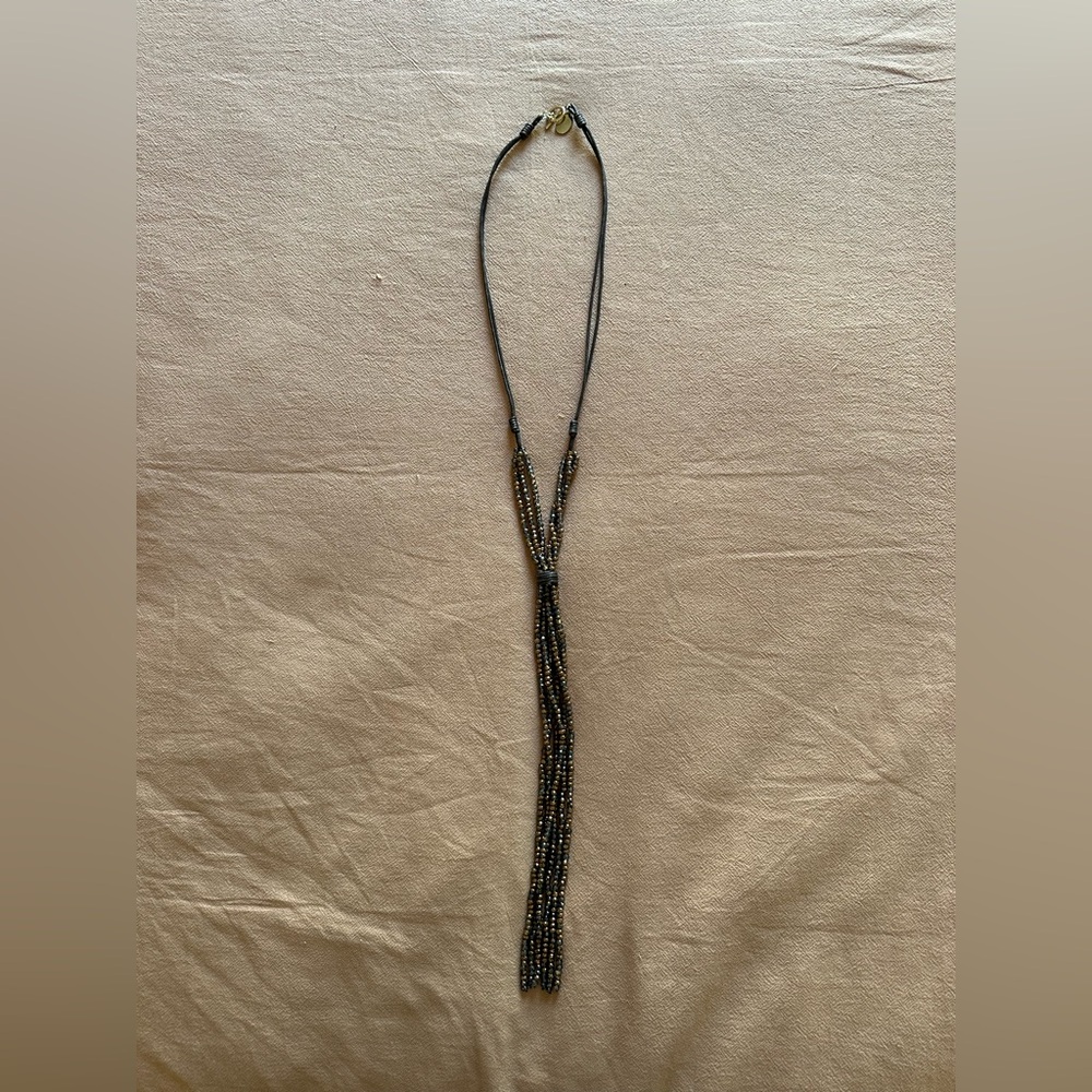 Long brown beaded necklace